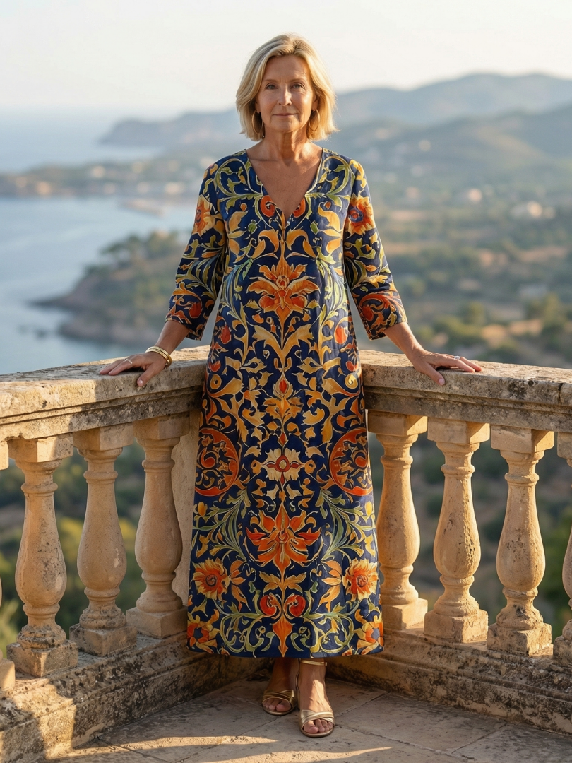 Aurora Valencia | Clean Ornate Floral Midi Dress