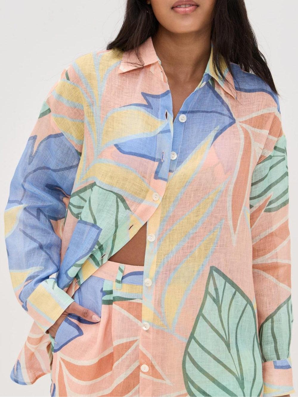 Aurora Valencia | Tropical Leaf Printed Short Set