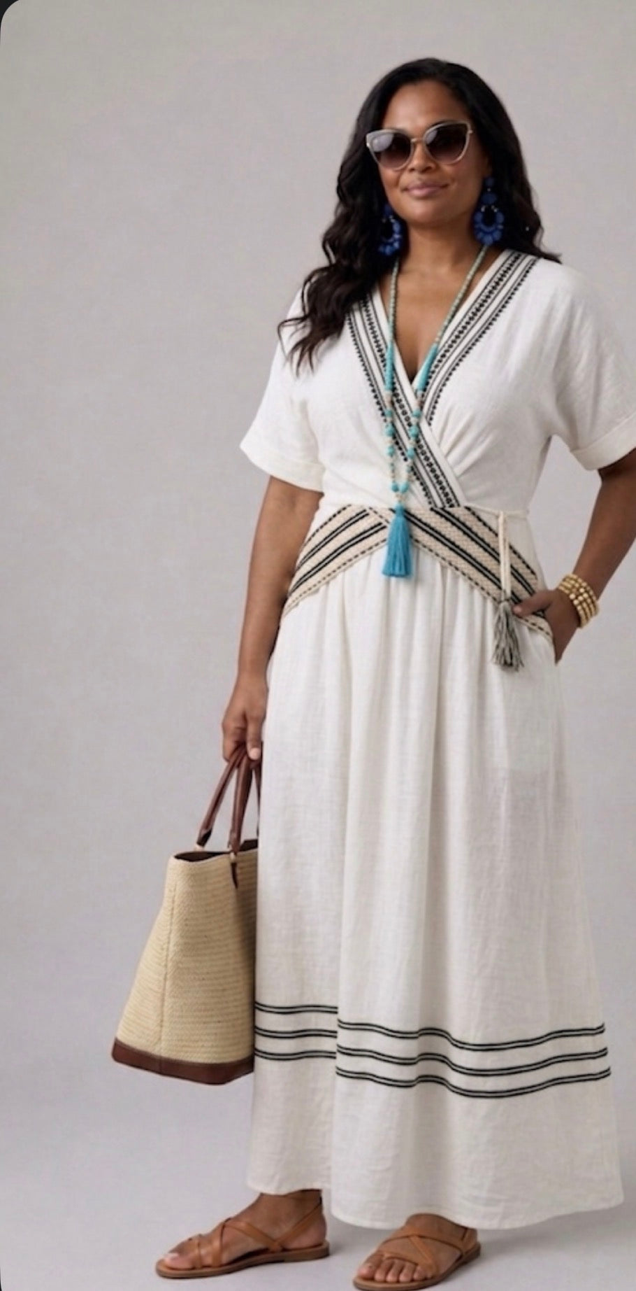 Aurora Valencia | Short Sleeve V Neck Wrap Style Midi Dress