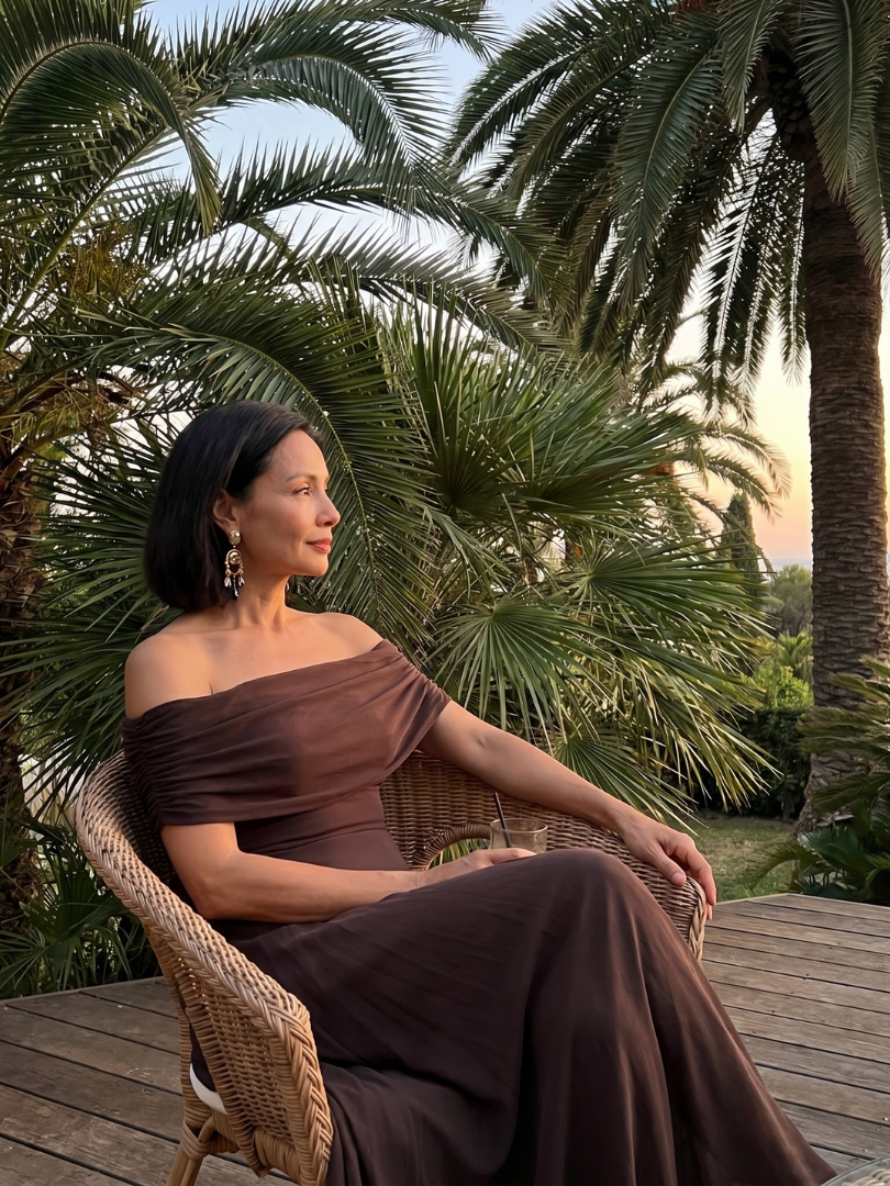 Aurora Valencia | Off Shoulder Draped Midi Dress