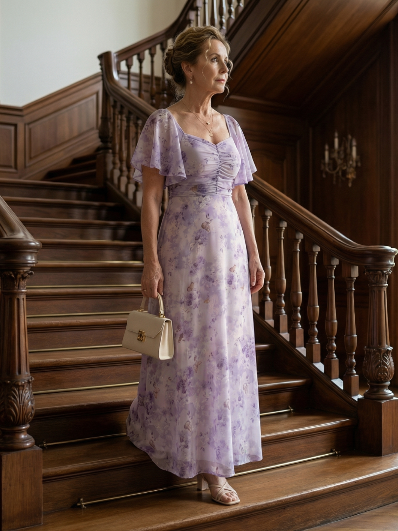 Aurora Valencia |  Flutter Sleeve Midi Dress
