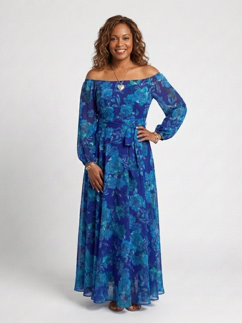 Aurora Valencia | Off Shoulder Floral Maxi Dress