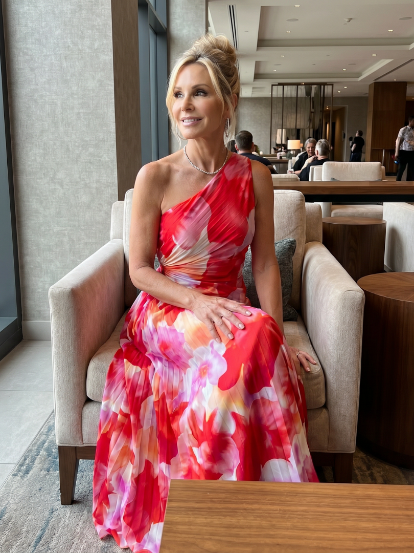 Aurora Valencia | One Shoulder Pleated Bodice Midi Dress