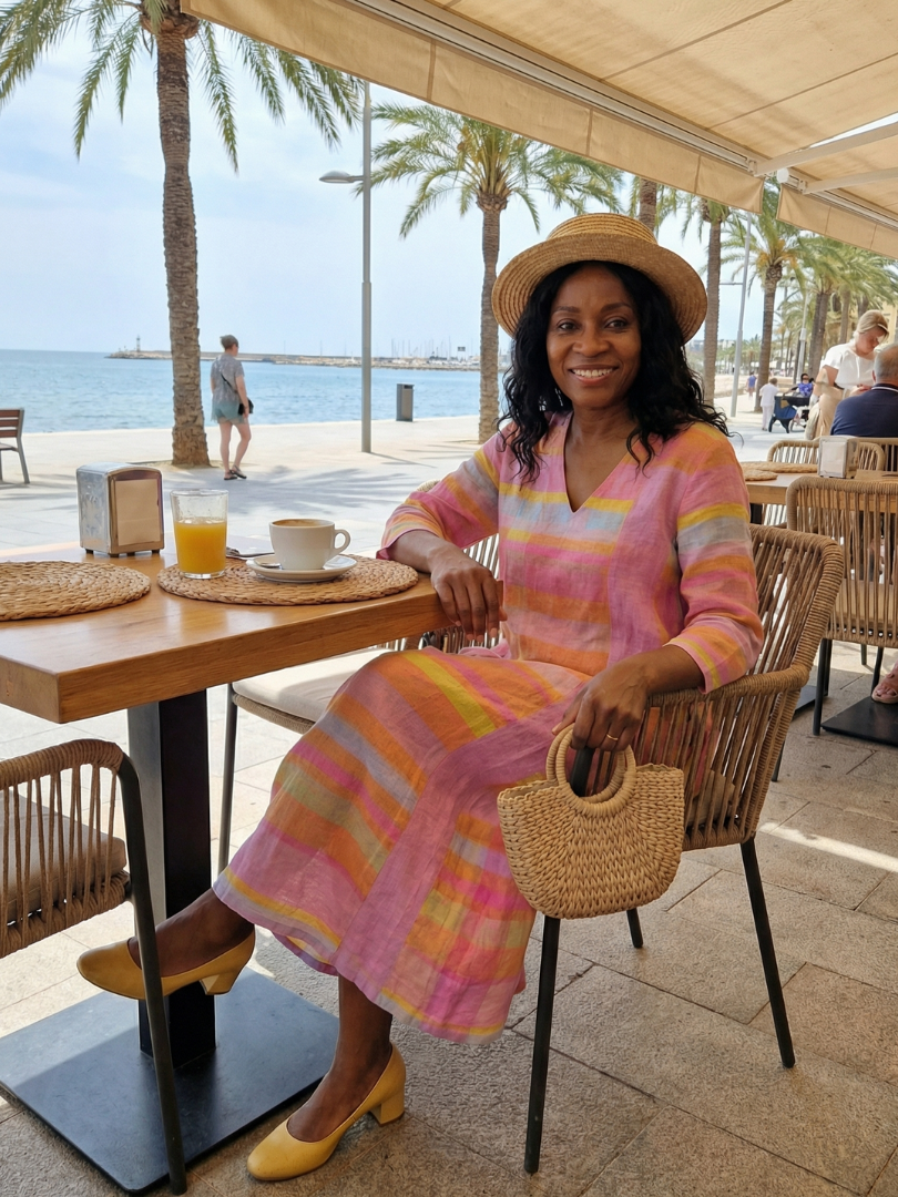 Aurora Valencia | Easy Drape Stripe Midi Dress