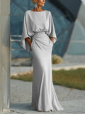 Aurora Valencia  | Elegant V-neck backless sleeve dress