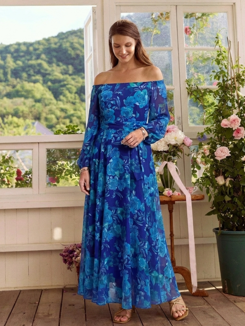 Aurora Valencia | Off Shoulder Floral Maxi Dress