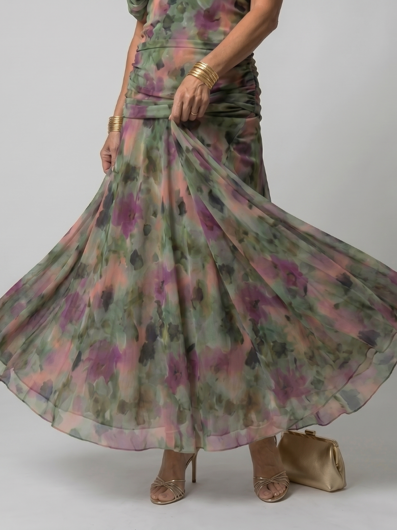 Aurora Valencia | Off Shoulder Flow Midi Dress