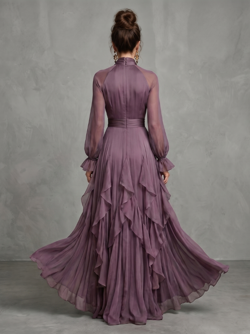 Aurora Valencia | Tie Neck Ruffle Tiered Maxi Dress