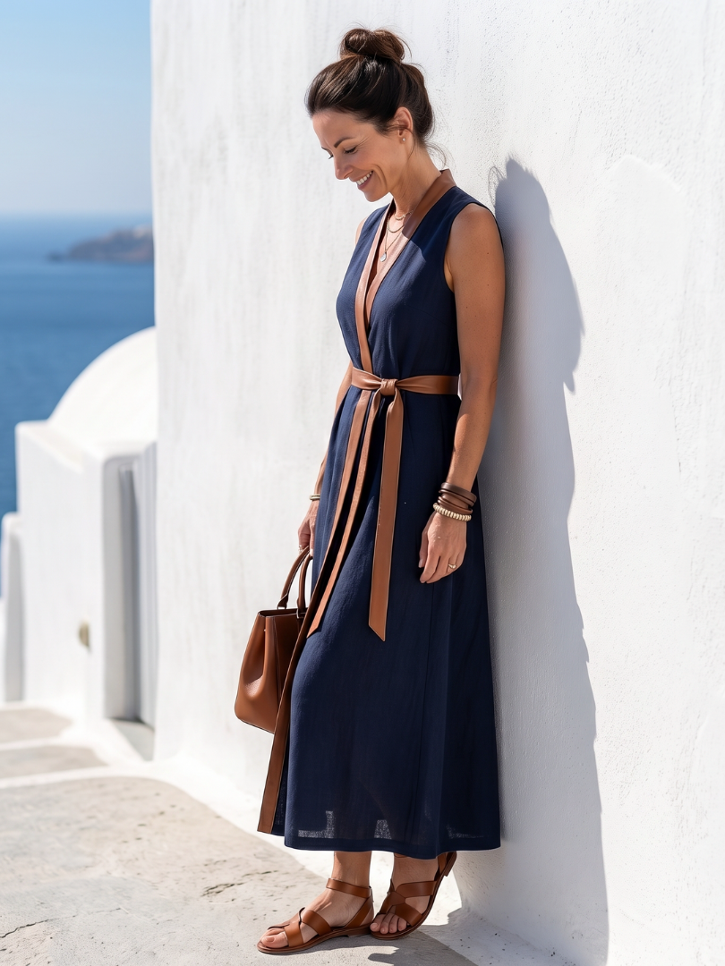 Aurora Valencia | Contrast Line Midi Dress
