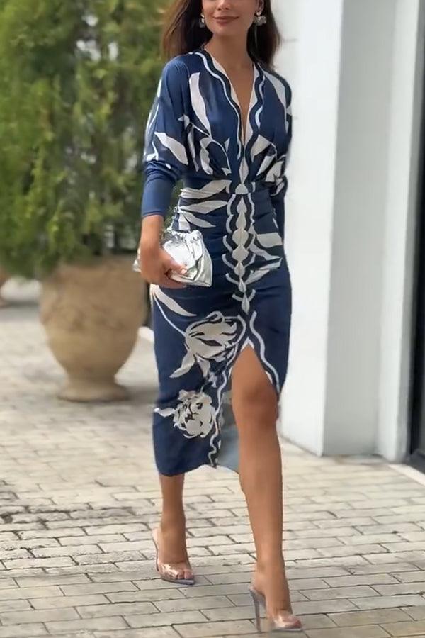 Aurora Valencia | Sun Escape Unique Print Dolman Midi Dress
