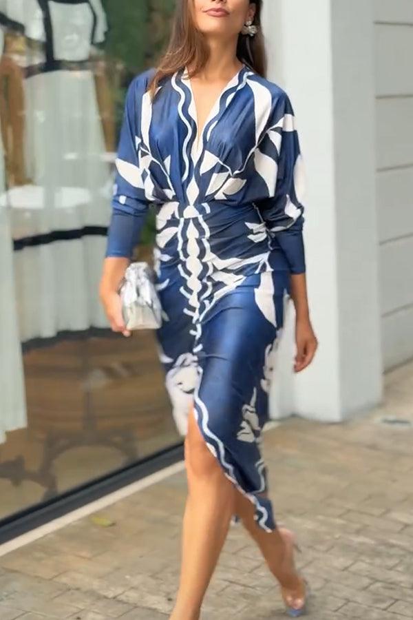 Aurora Valencia | Sun Escape Unique Print Dolman Midi Dress