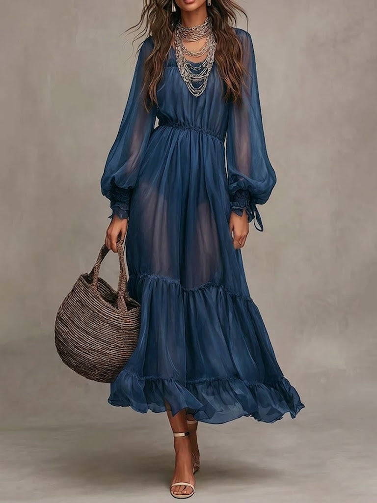 Aurora Valencia  | Elegant V-Neck Midi Dress