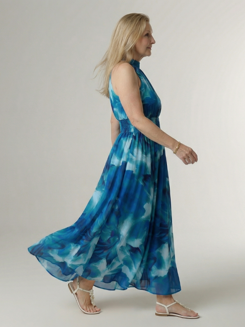 Aurora Valencia | Gathered Halter Midi Dress
