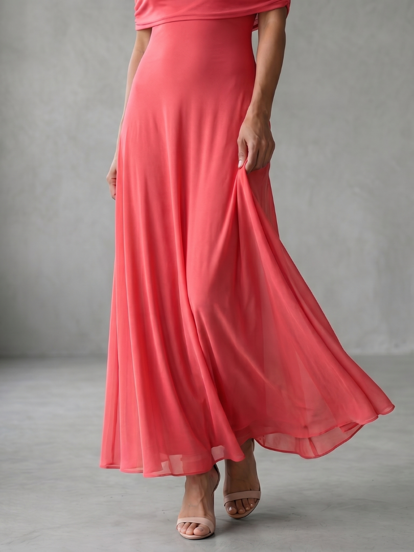 Aurora Valencia | Off Shoulder Draped Midi Dress