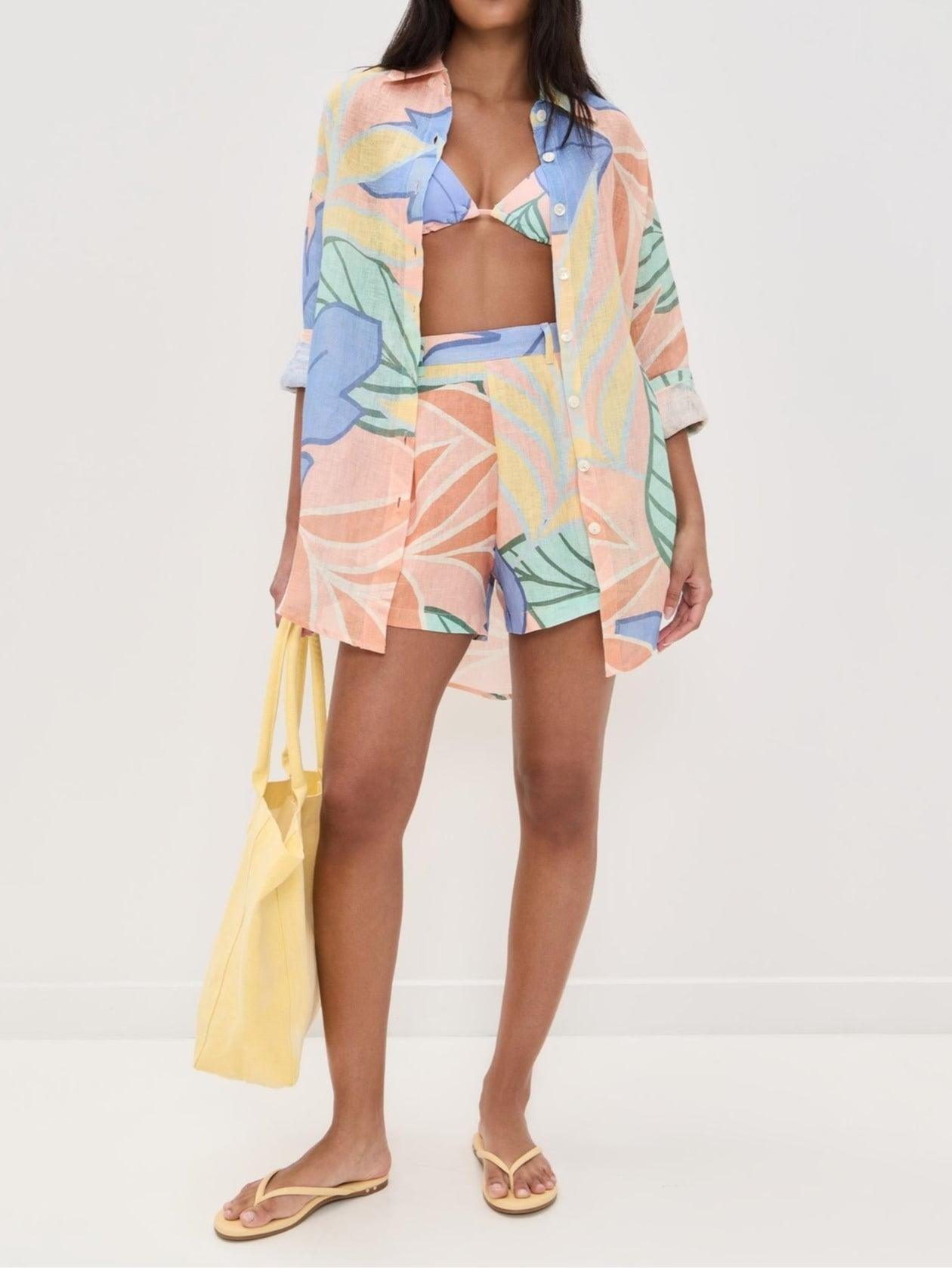 Aurora Valencia | Tropical Leaf Printed Short Set