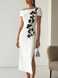 Aurora Valencia | Chic Floral Print Boat Neck Midi Dress Outfit