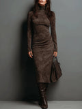 Aurora Valencia | Long Sleeve Suede Midi Dress