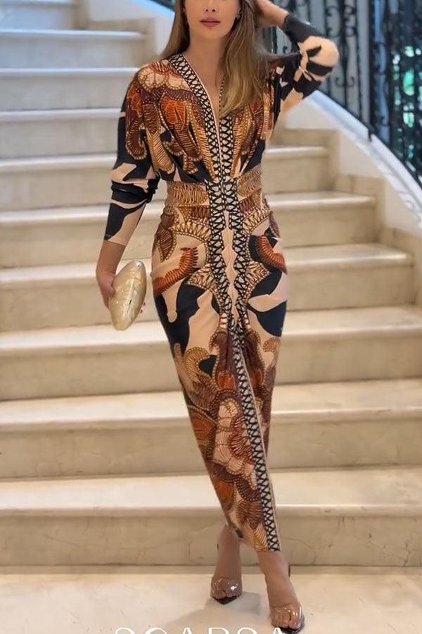 Aurora Valencia | Sun Escape Unique Print Dolman Midi Dress