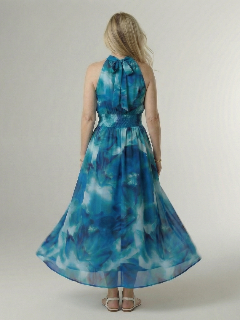 Aurora Valencia | Gathered Halter Midi Dress