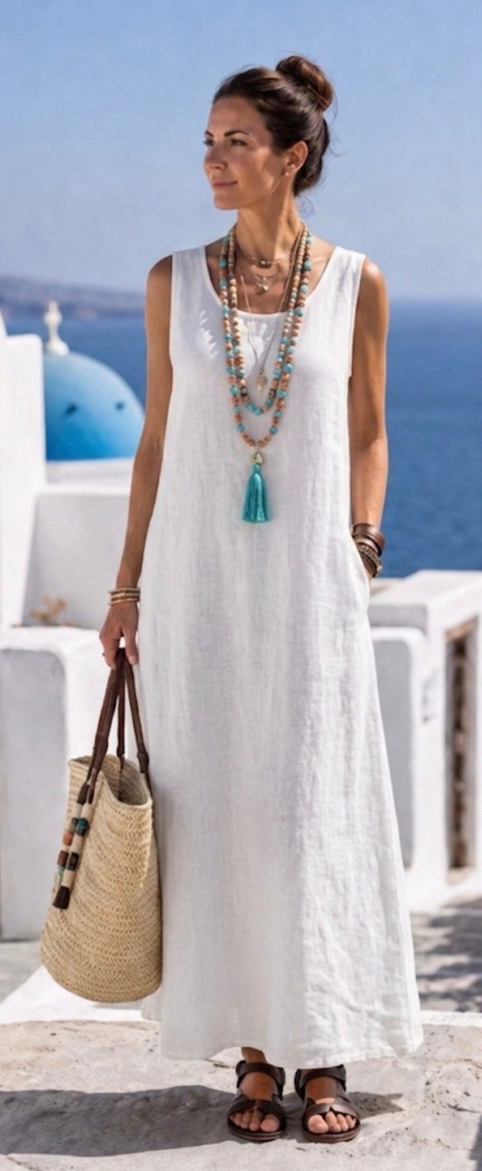 Aurora Valencia | Sleeveless Round Neck Relaxed Midi Dress