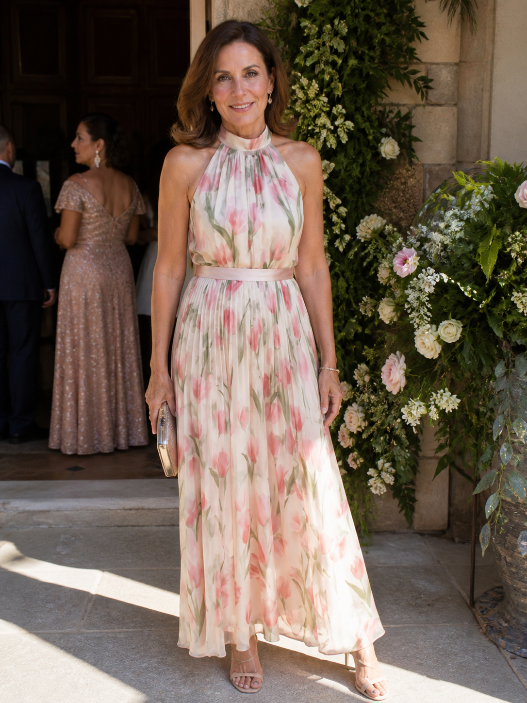 Aurora Valencia | Halter Neck Floral Midi Dress