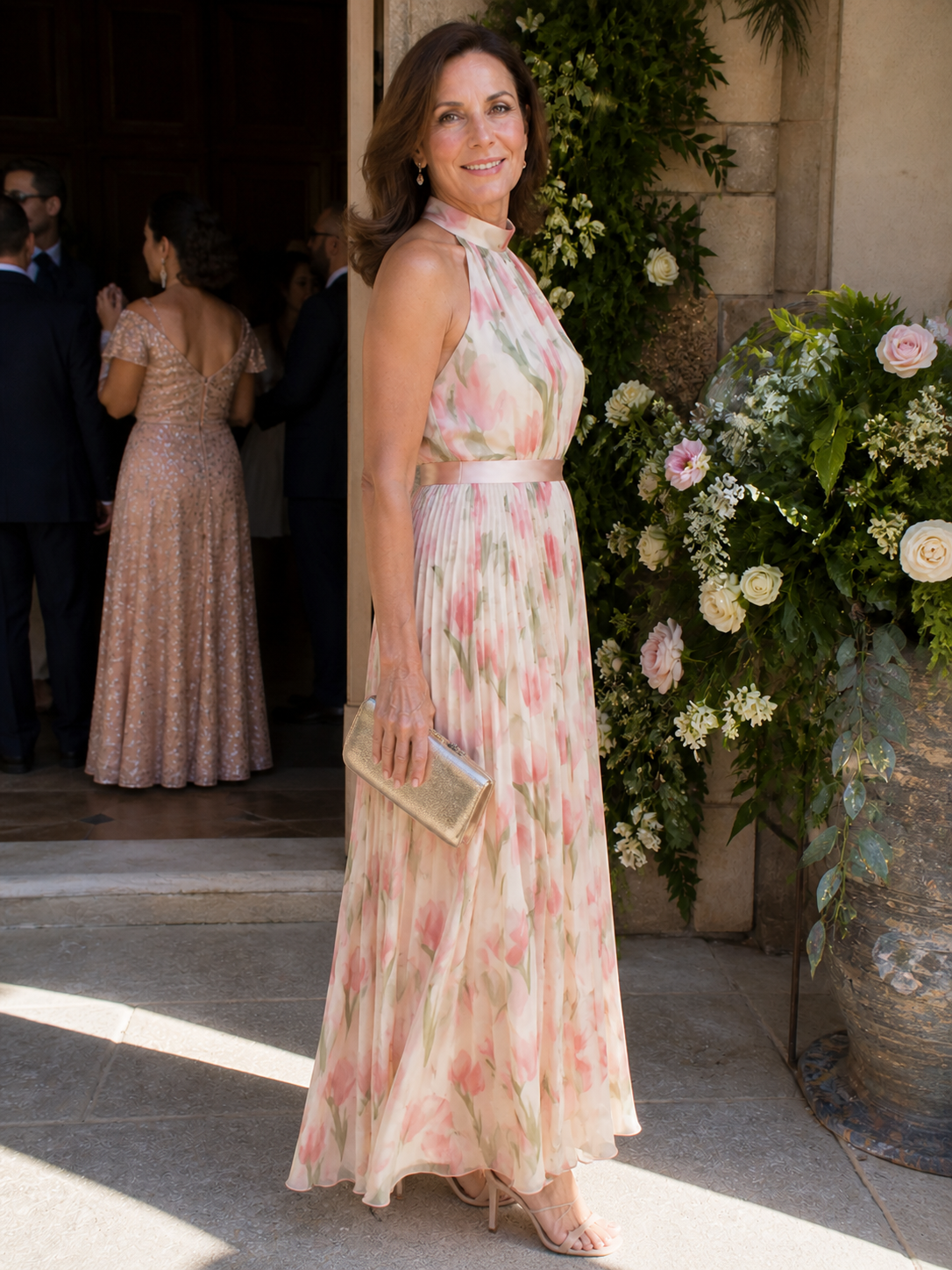 Aurora Valencia | Halter Neck Floral Midi Dress
