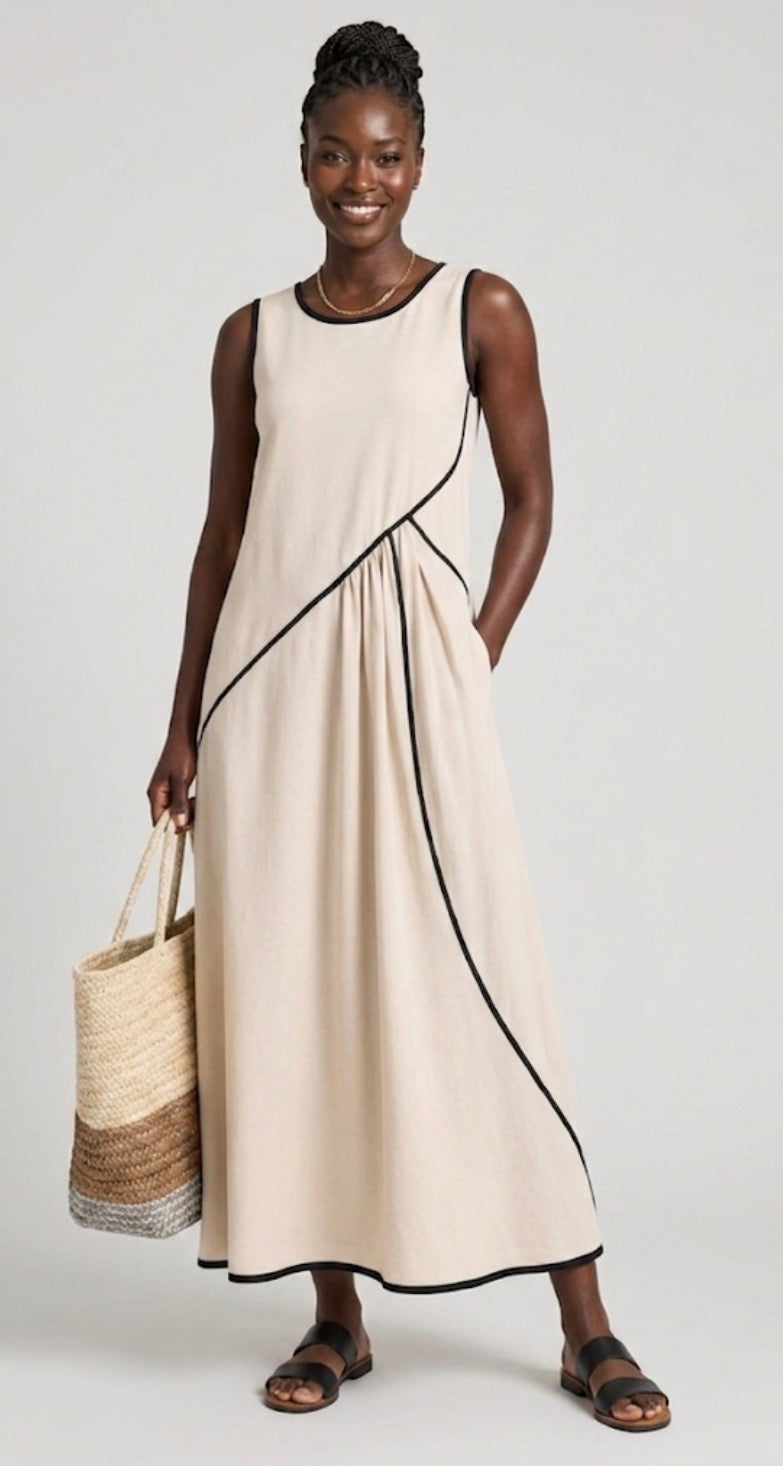 Aurora Valencia | Sleeveless Round Neck Draped Maxi Dress