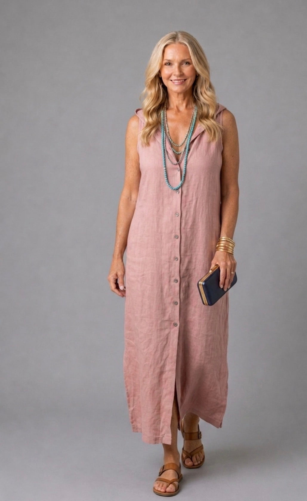 Aurora Valencia | Open Front Button Maxi Dress