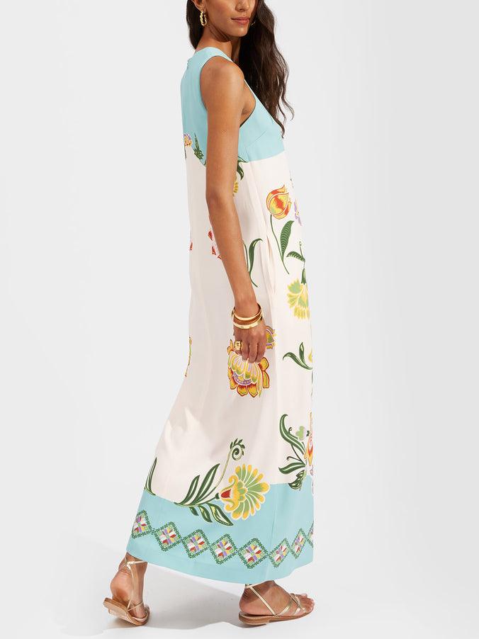 Aurora Valencia | Resort Sunshine Floral Print Sleeveless Midi Dress