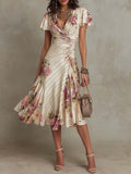 Aurora Valencia  | Vintage Floral Satin Midi Dress