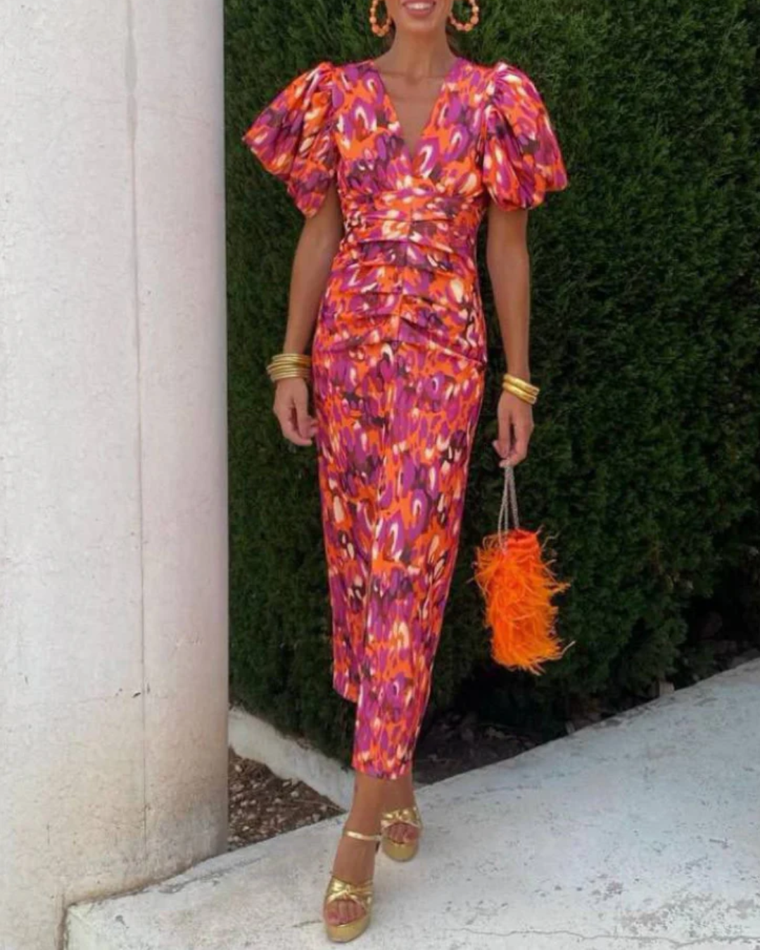 Aurora Valencia | Vivid Pleated Midi Dress