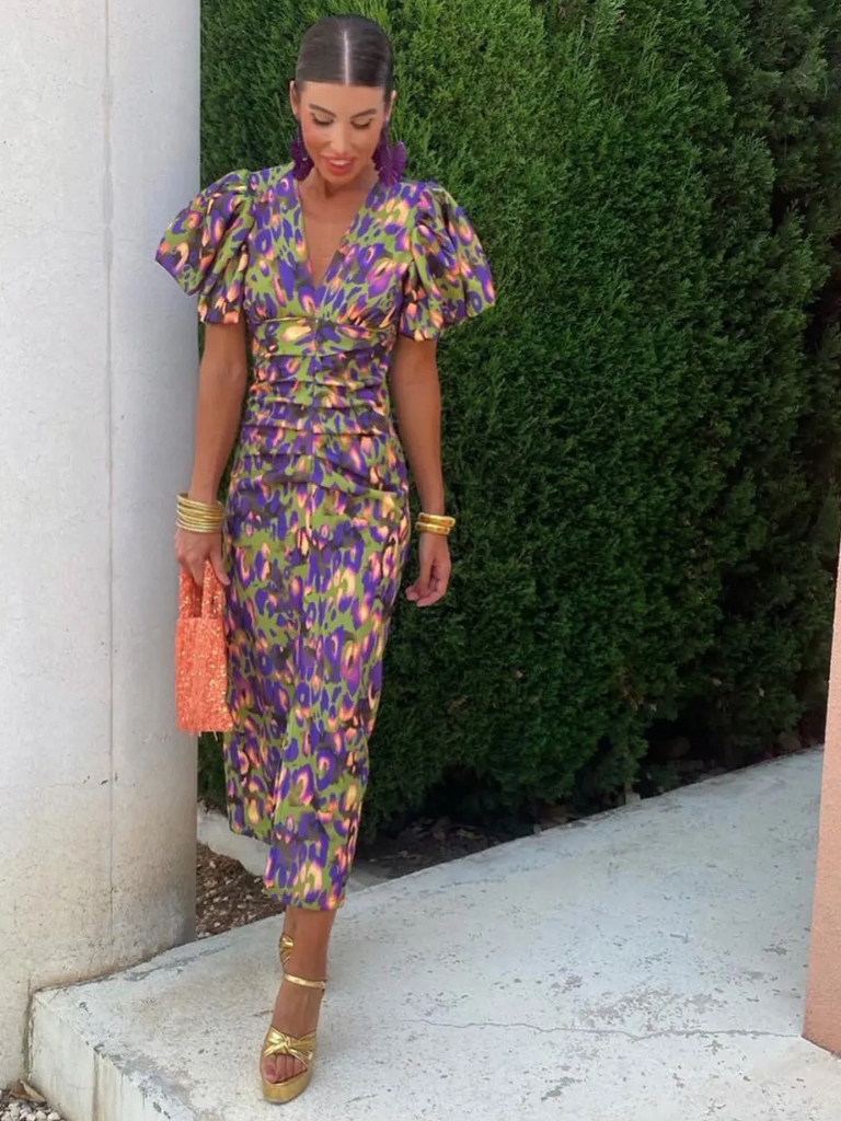 Aurora Valencia | Vivid Pleated Midi Dress