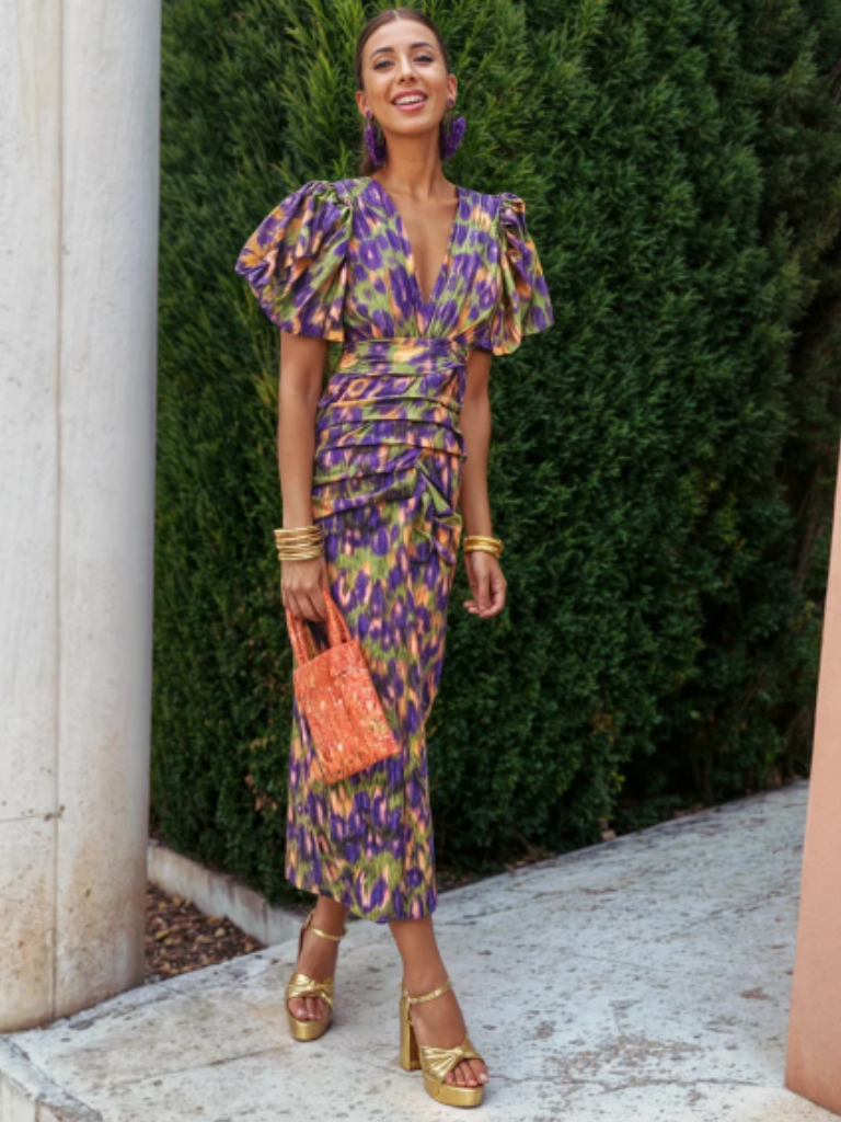 Aurora Valencia | Vivid Pleated Midi Dress