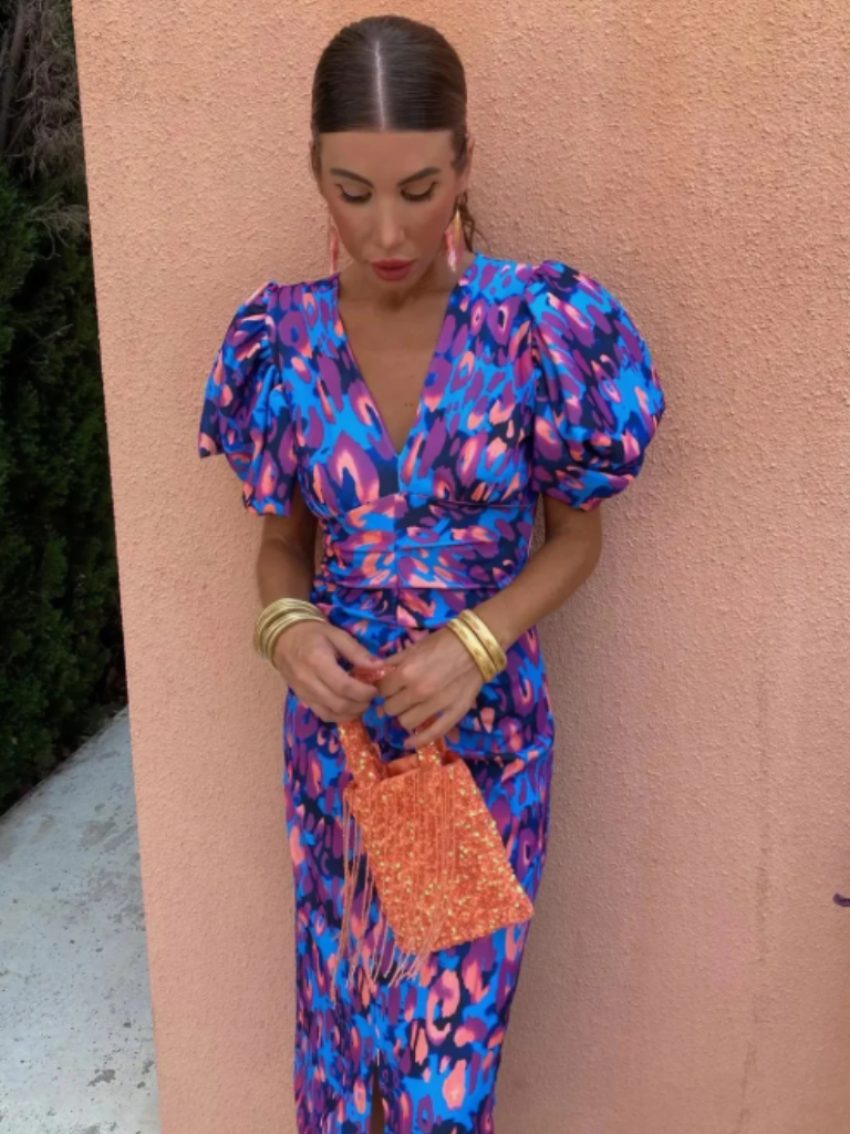 Aurora Valencia | Vivid Pleated Midi Dress
