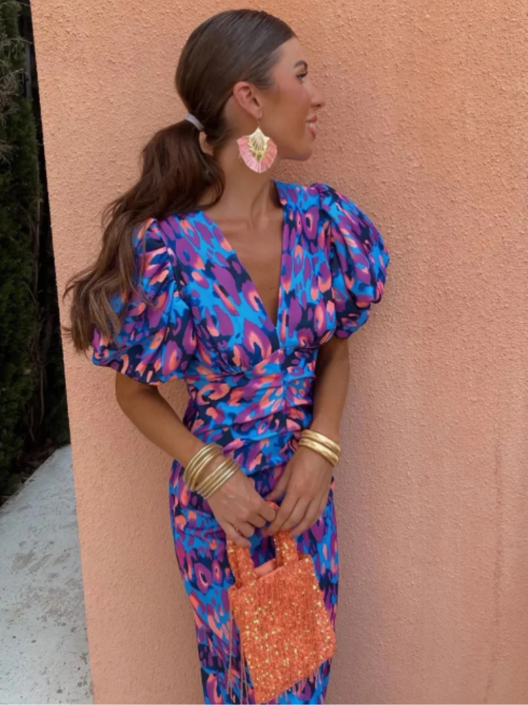 Aurora Valencia | Vivid Pleated Midi Dress