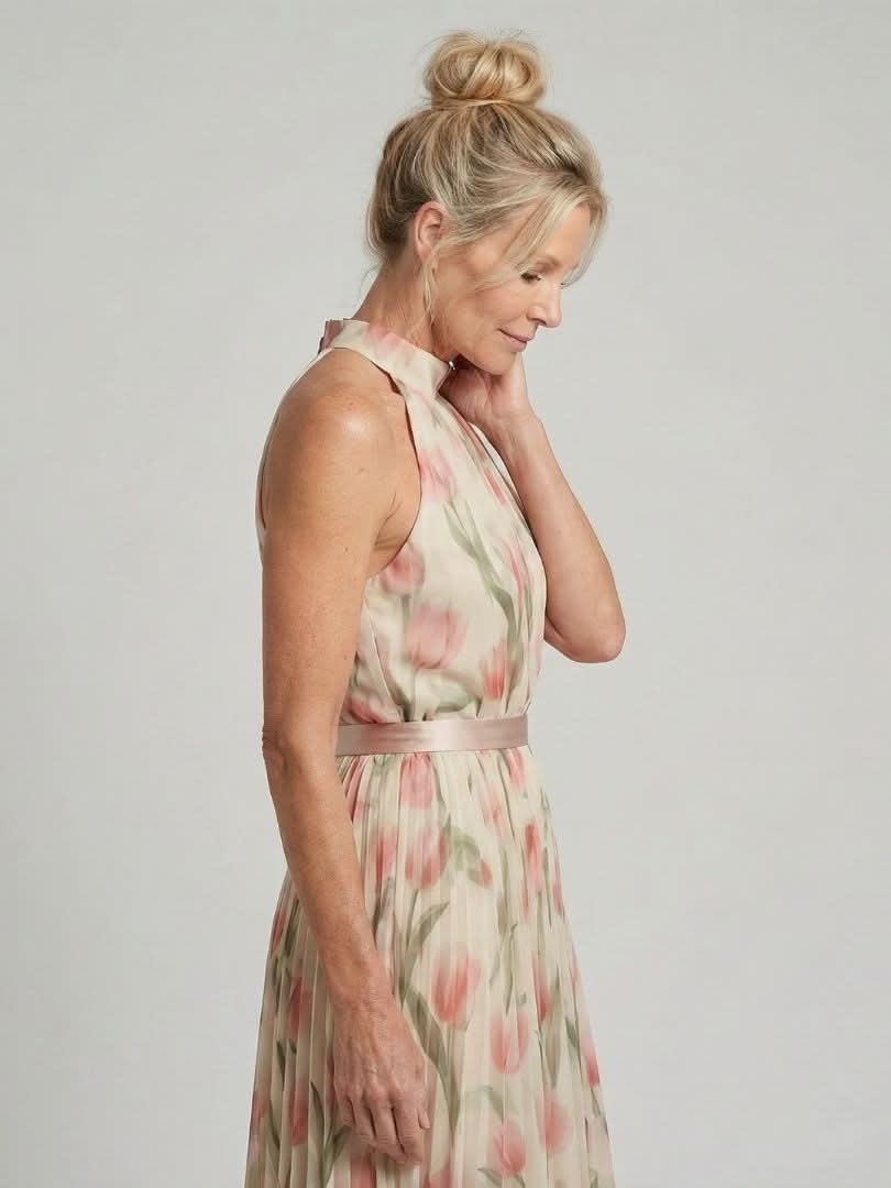 Aurora Valencia | Halter Neck Floral Midi Dress