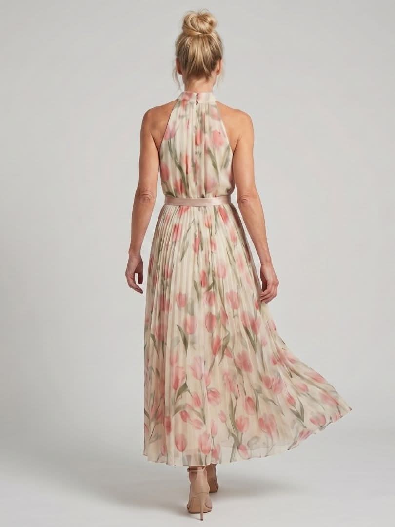 Aurora Valencia | Halter Neck Floral Midi Dress