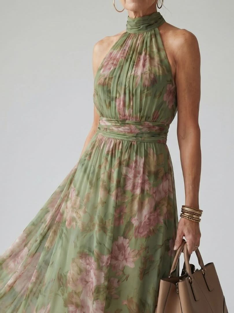 Aurora Valencia | Gathered Halter Midi Dress