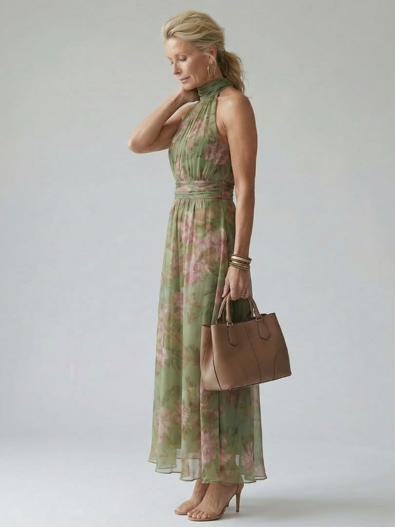 Aurora Valencia | Gathered Halter Midi Dress