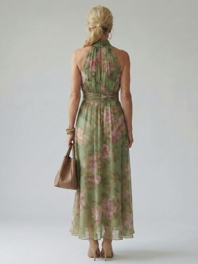 Aurora Valencia | Gathered Halter Midi Dress