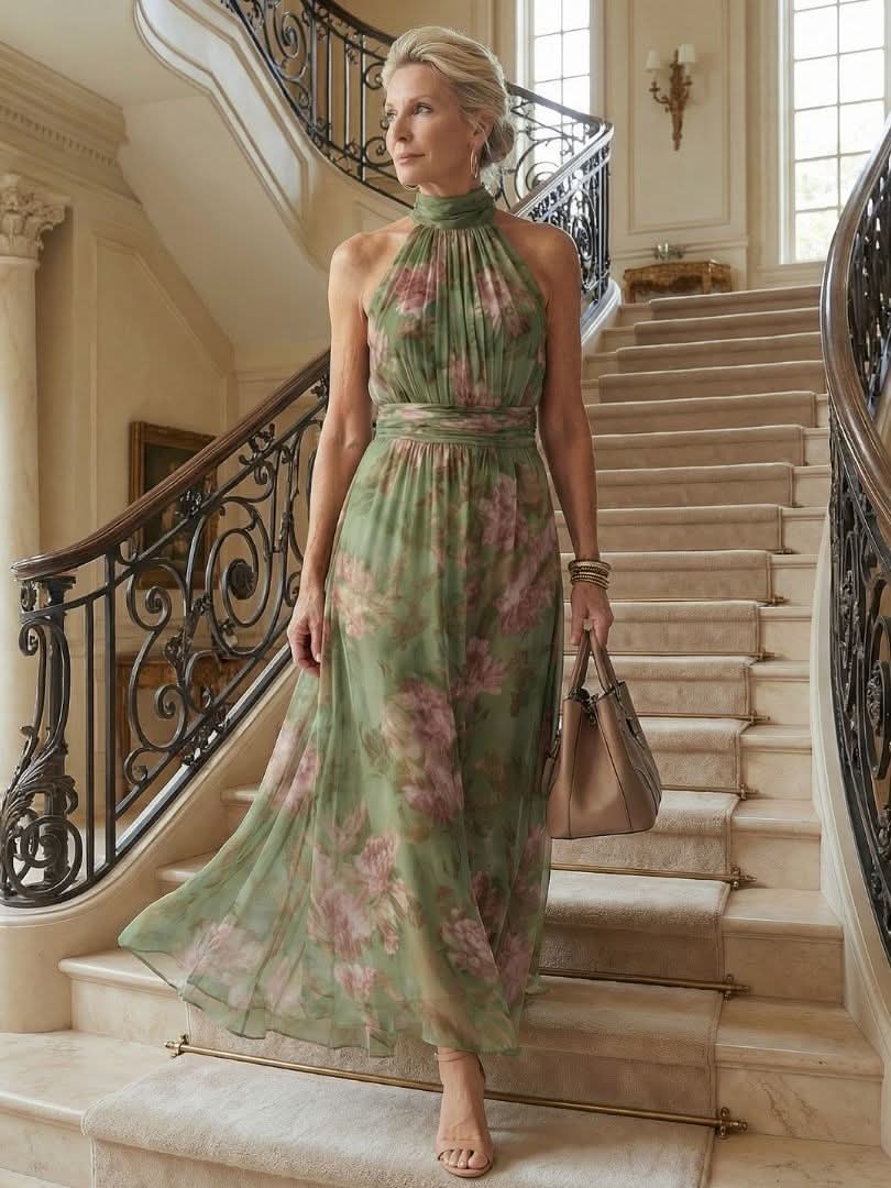 Aurora Valencia | Gathered Halter Midi Dress