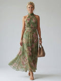 Aurora Valencia | Gathered Halter Midi Dress