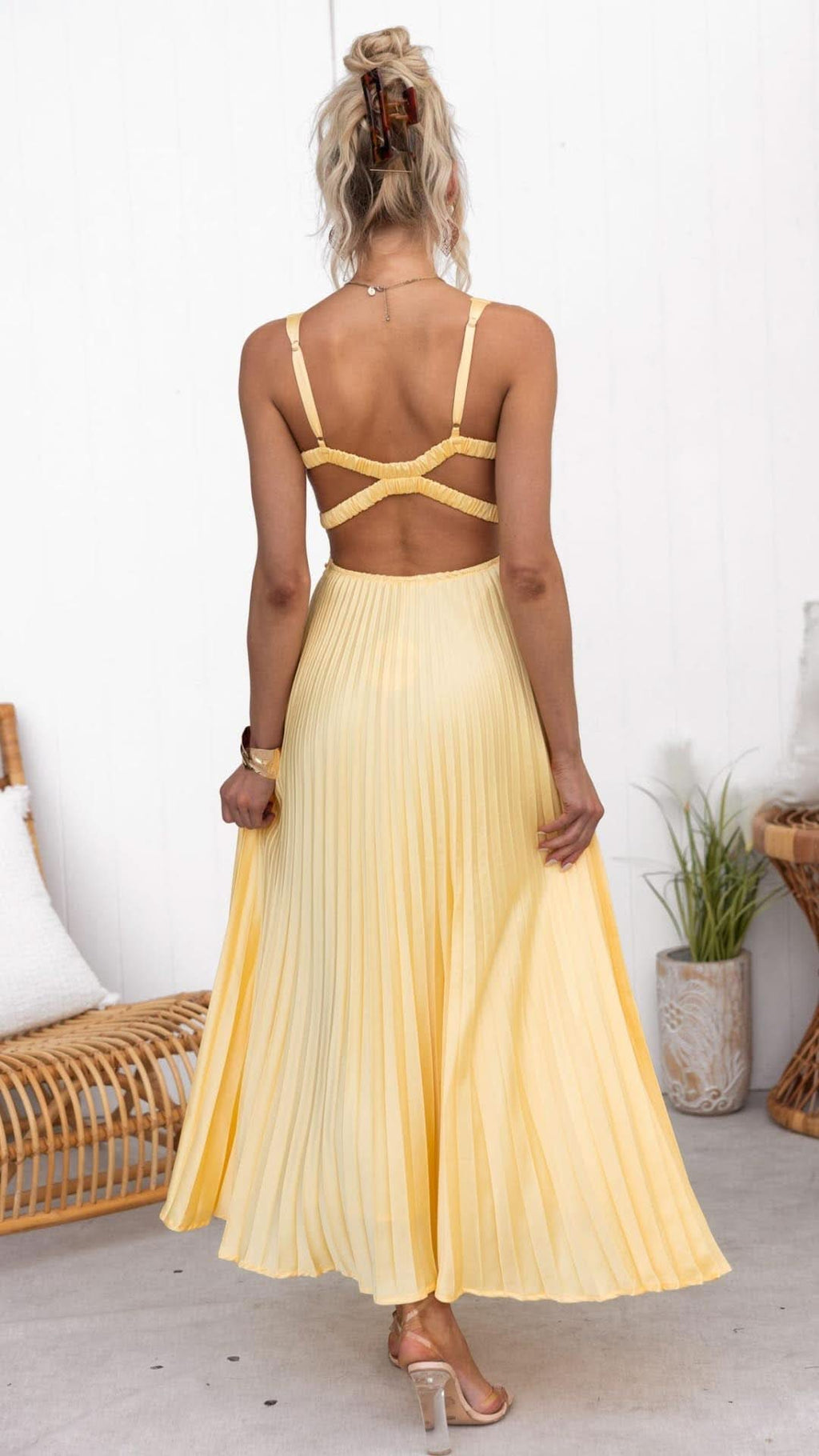 Aurora Valencia | Pleated V-Neck Maxi Dress