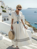 Aurora Valencia | Short Sleeve V Neck Wrap Style Midi Dress