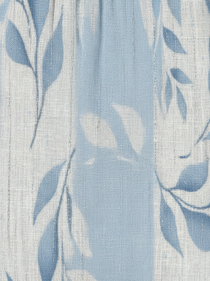 Aurora Valencia | Sleeveless Blue Leaf Pattern Midi Dress