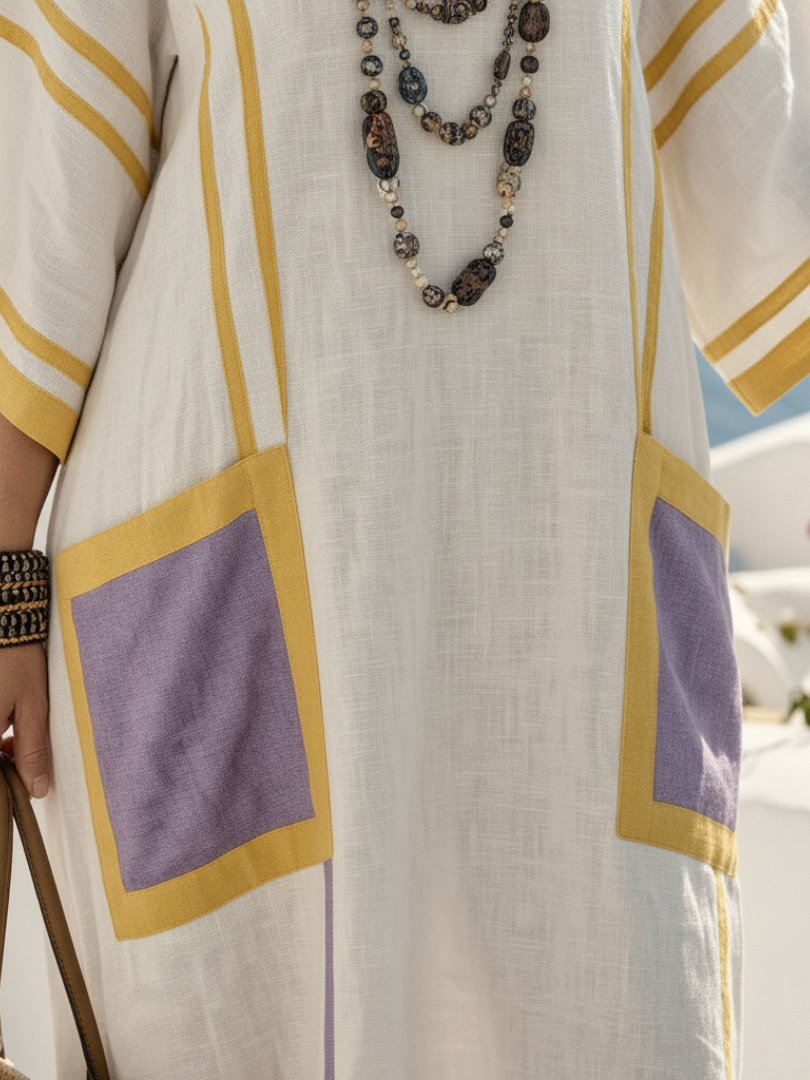 Aurora Valencia | V Neck Short Sleeve Pocket Maxi Dress