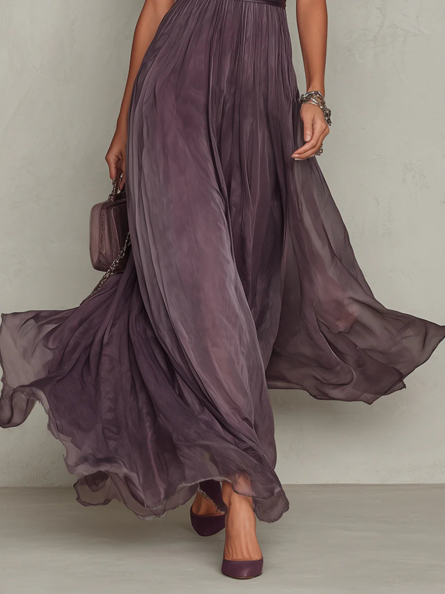 Aurora Valencia  | Vintage Elegant Chiffon Maxi Dress