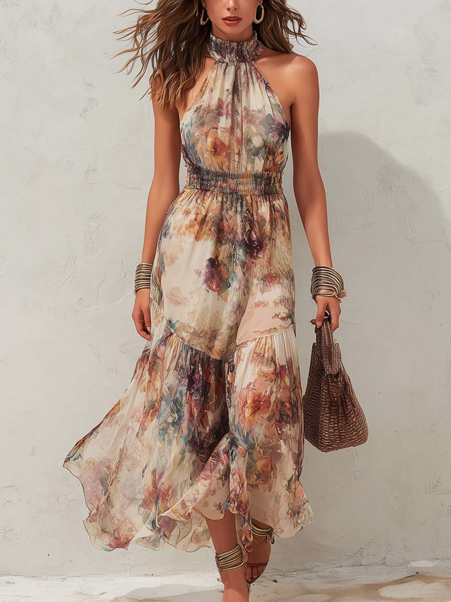 Aurora Valencia  | Vintage Floral Soft Midi Dress