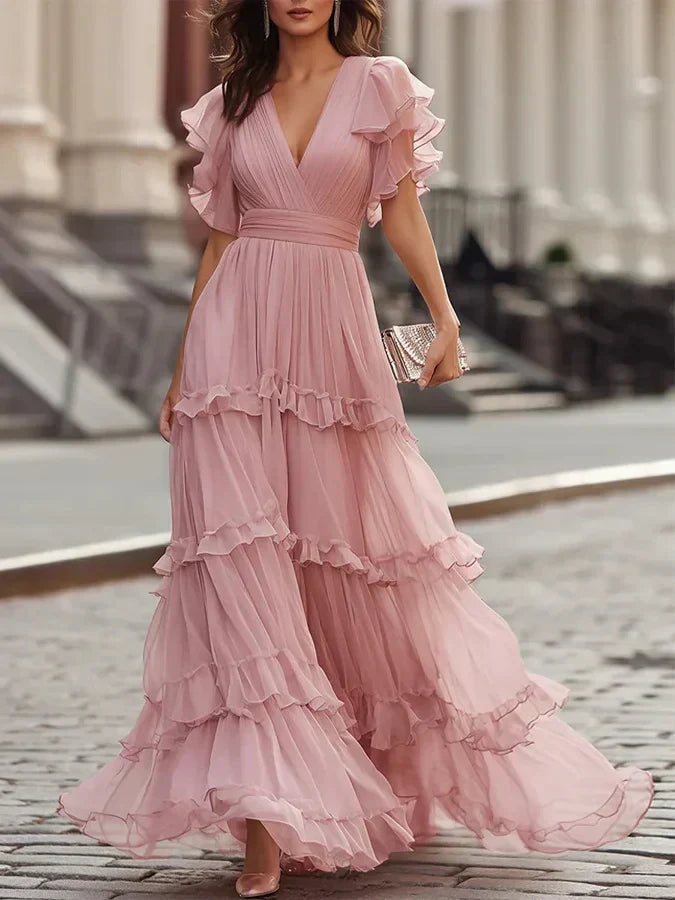 Aurora Valencia  | Light Pink Elegant Wedding Maxi Dress