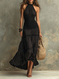 Aurora Valencia | Bohemian High-necked Ruffled Lace Maxi Dress